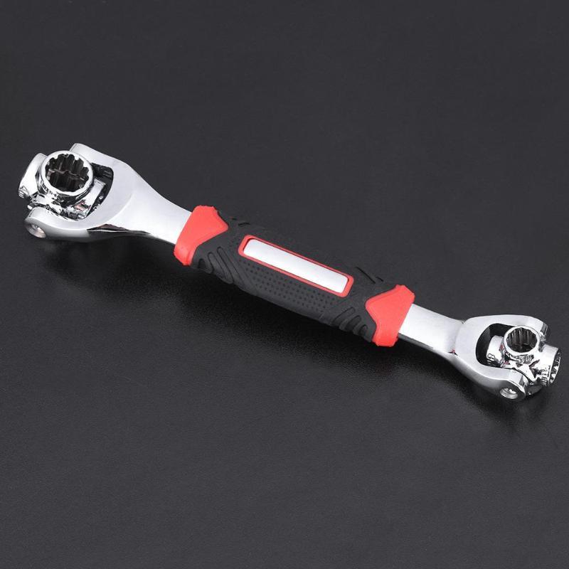 48-in-1 Universal Socket Wrench with red accents on a black background