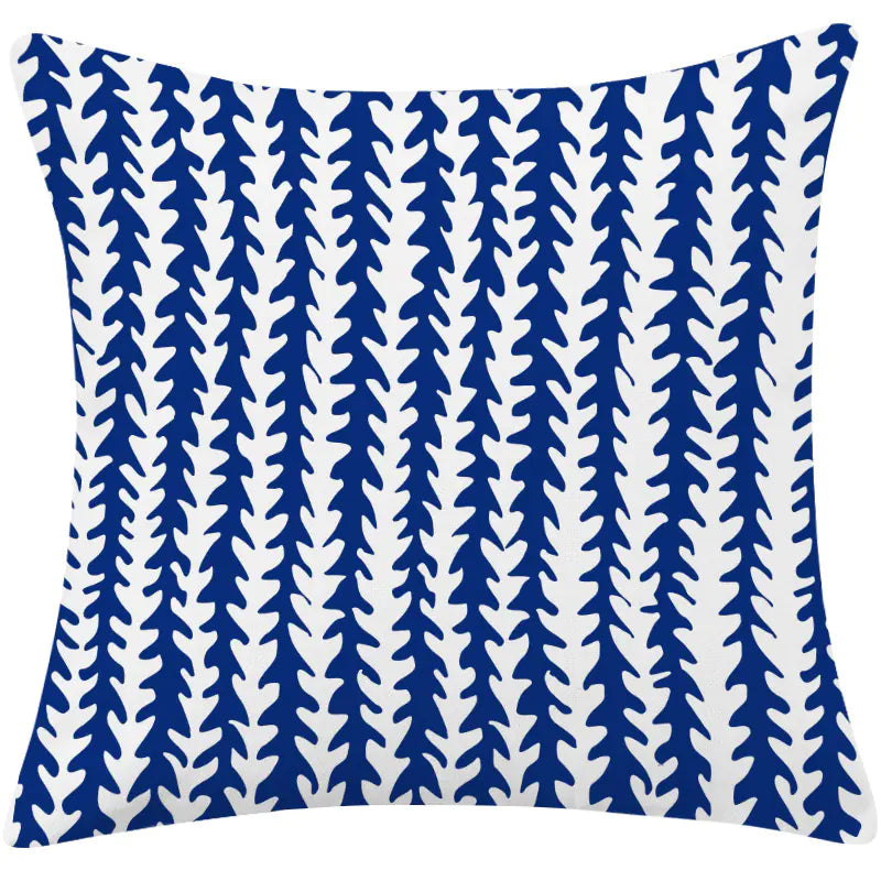 Blue minimalist geometric cotton linen cushion cover 45x45cm with Scandinavian design for modern sofa decor 1