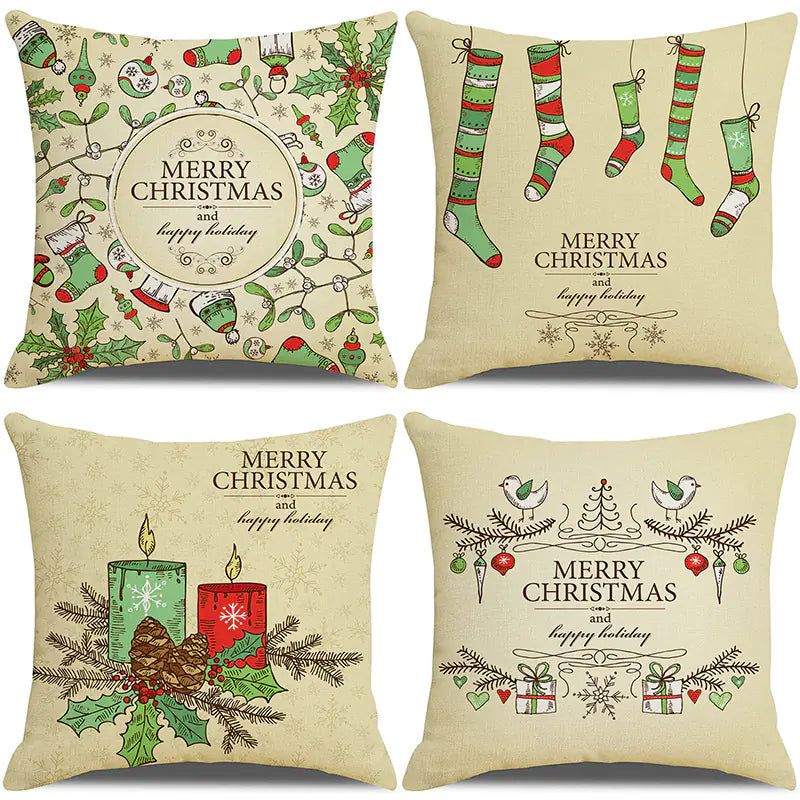 Christmas Pillow Covers Set of 4, 18x18 Holiday Throw Pillow Cases for Sofa & Living Room 10