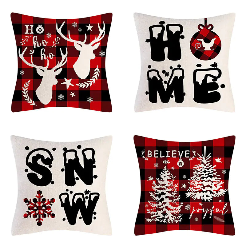 Christmas Pillow Covers Set of 4, 18x18 Holiday Throw Pillow Cases for Sofa & Living Room 11