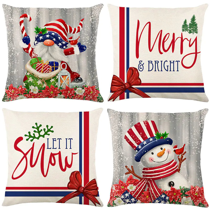 Christmas Pillow Covers Set of 4, 18x18 Holiday Throw Pillow Cases for Sofa & Living Room 15