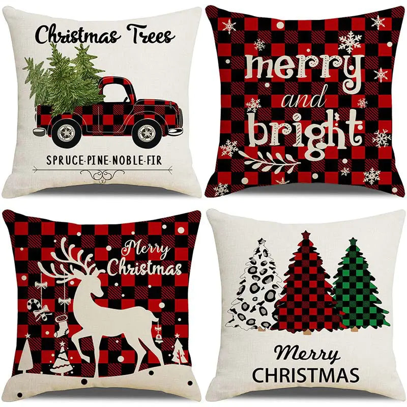 Christmas Pillow Covers Set of 4, 18x18 Holiday Throw Pillow Cases for Sofa & Living Room 17
