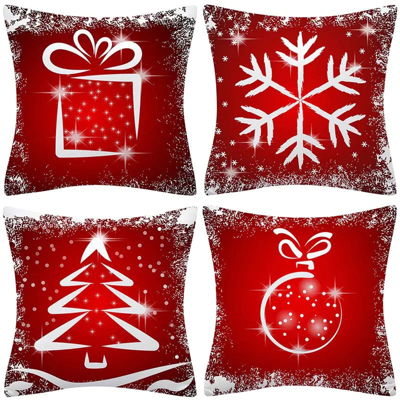 Christmas Pillow Covers Set of 4, 18x18 Holiday Throw Pillow Cases for Sofa & Living Room 2