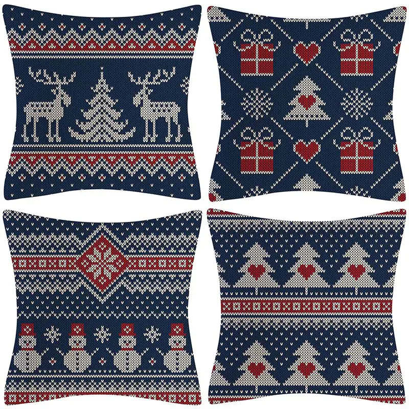 Christmas Pillow Covers Set of 4, 18x18 Holiday Throw Pillow Cases for Sofa & Living Room 21