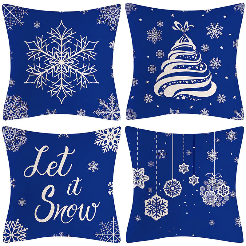 Christmas Pillow Covers Set of 4, 18x18 Holiday Throw Pillow Cases for Sofa & Living Room 22
