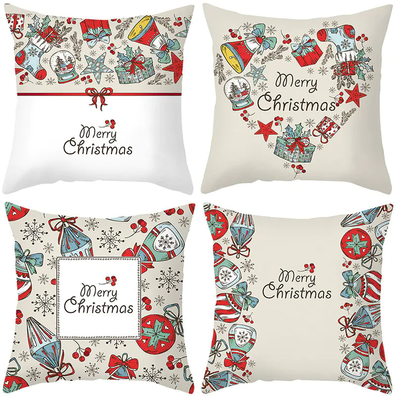 Christmas Pillow Covers Set of 4, 18x18 Holiday Throw Pillow Cases for Sofa & Living Room 28