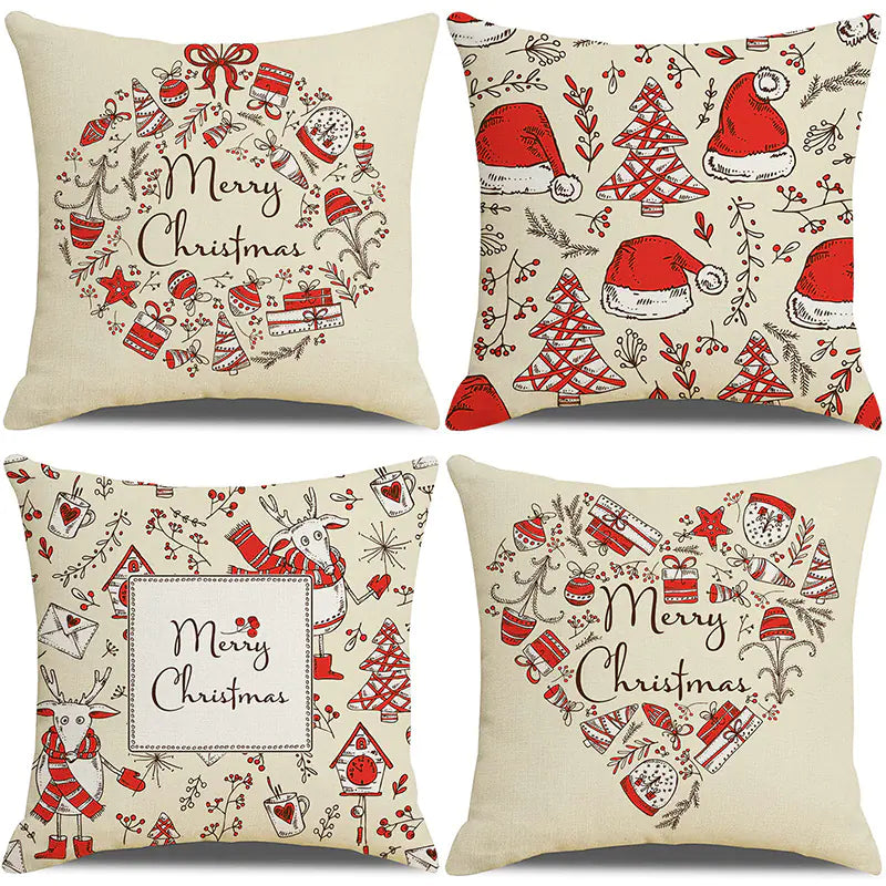 Christmas Pillow Covers Set of 4, 18x18 Holiday Throw Pillow Cases for Sofa & Living Room 7