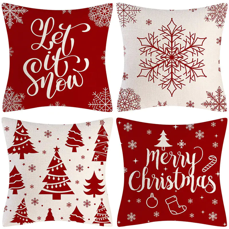 Christmas Pillow Covers Set of 4, 18x18 Holiday Throw Pillow Cases for Sofa & Living Room 9