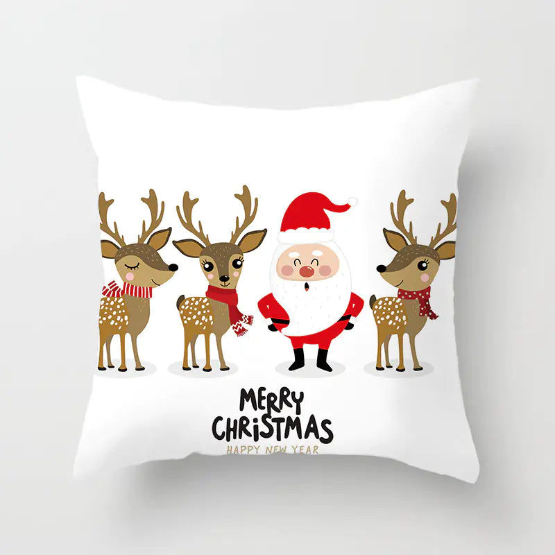 Christmas decorative pillow cushion cover with festive holiday print pattern in multiple colours for christmas home decor. Style 12