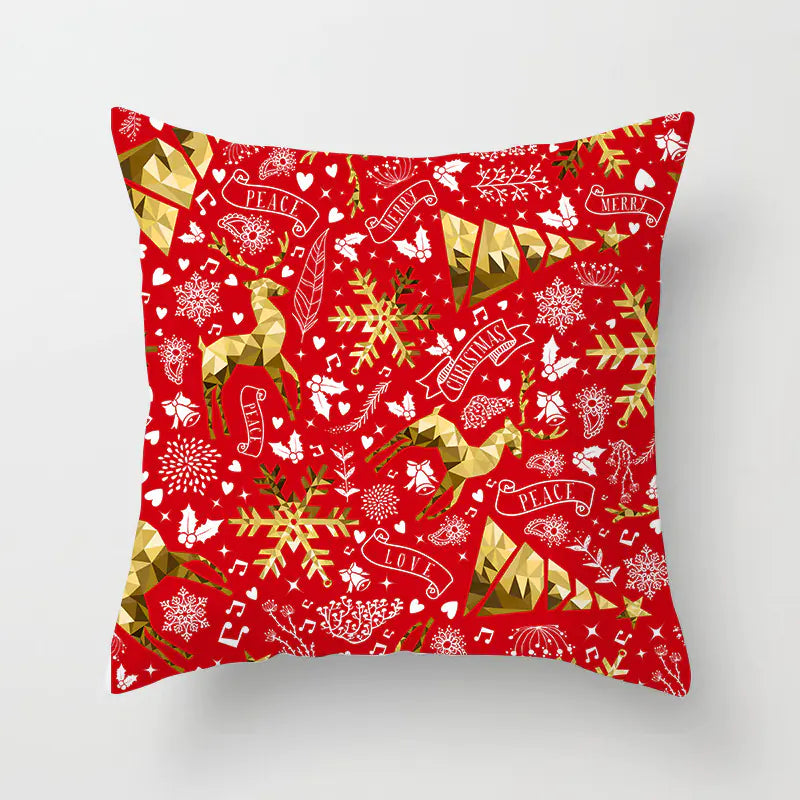 Christmas decorative pillow cushion cover with festive holiday print pattern in multiple colours for christmas home decor. Style 14