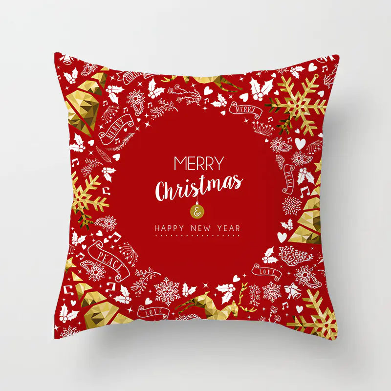 Christmas decorative pillow cushion cover with festive holiday print pattern in multiple colours for christmas home decor. Style 15