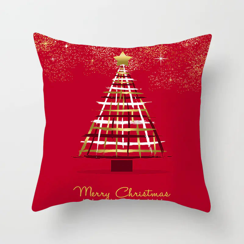 Christmas decorative pillow cushion cover with festive holiday print pattern in multiple colours for christmas home decor. Style 19