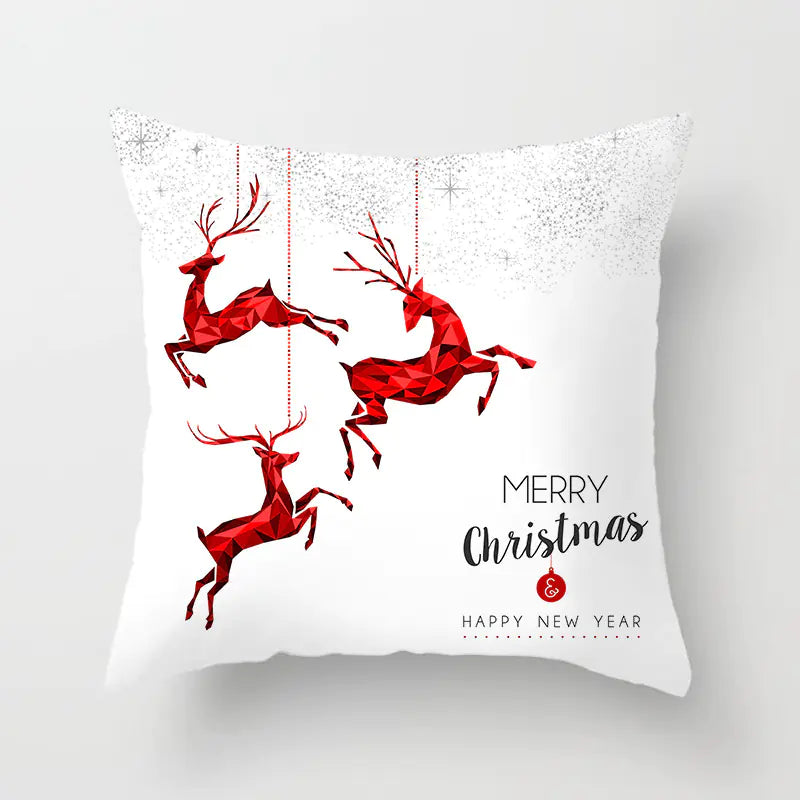 Christmas decorative pillow cushion cover with festive holiday print pattern in multiple colours for christmas home decor. Style 2