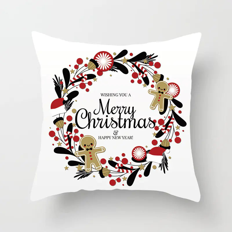 Christmas decorative pillow cushion cover with festive holiday print pattern in multiple colours for christmas home decor. Style 20