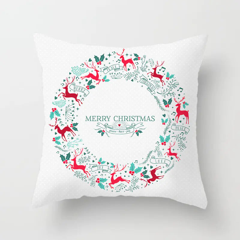 Christmas decorative pillow cushion cover with festive holiday print pattern in multiple colours for christmas home decor. Style 24