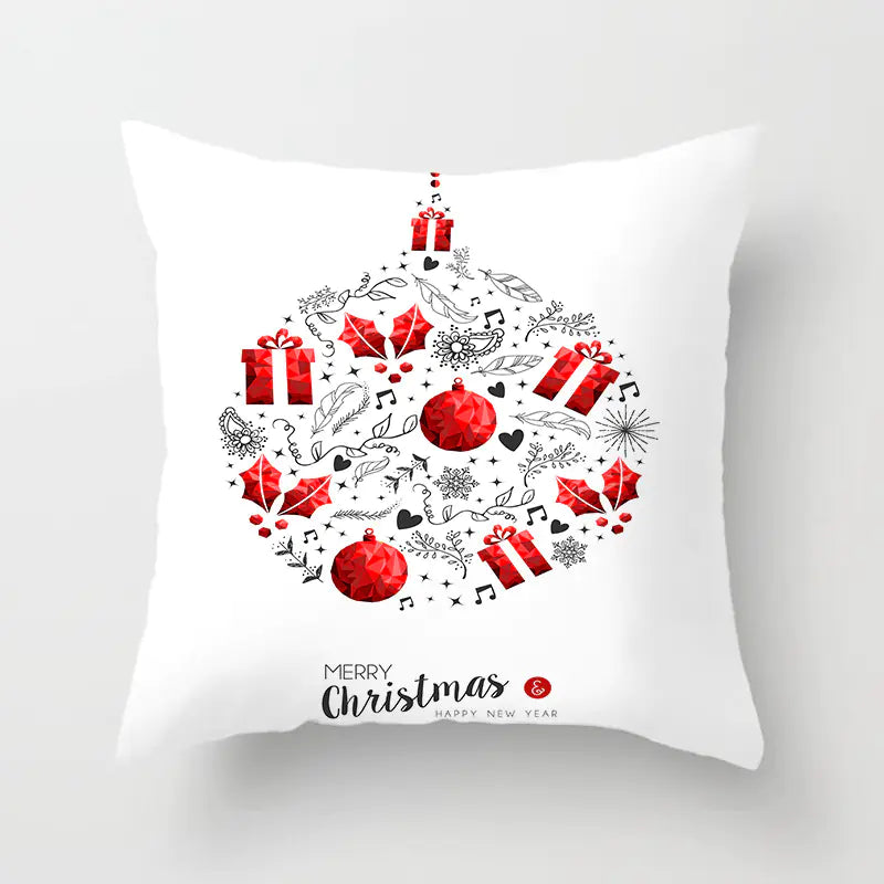 Christmas decorative pillow cushion cover with festive holiday print pattern in multiple colours for christmas home decor. Style 4