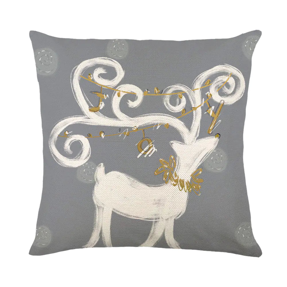 Christmas linen pillow cover 45x45cm, festive holiday decorative throw pillowcase with artistic design for sofa couch bed home decor 3
