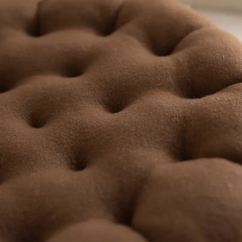 Close up of a chocolate coffee textured cushion