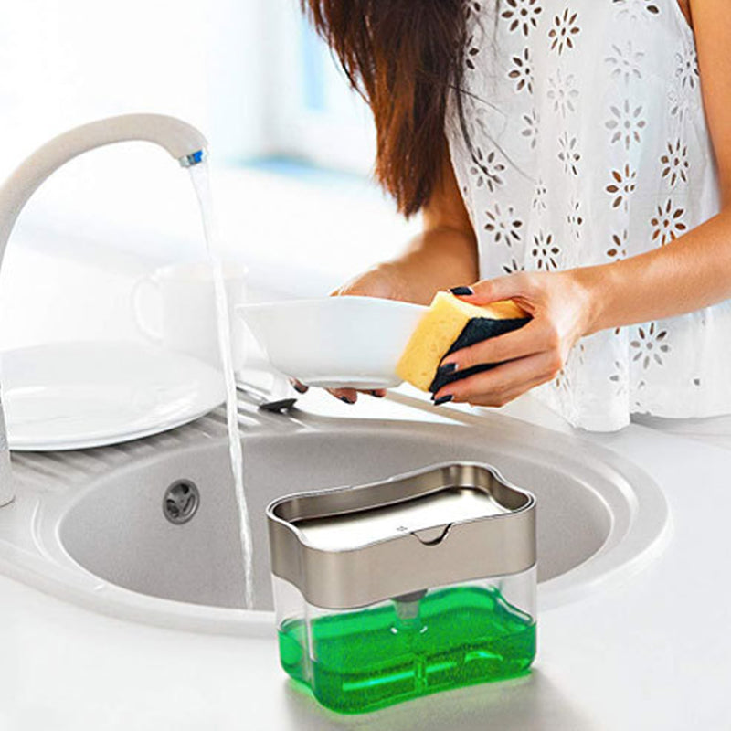 Dish soap pump dispenser for organised kitchen sink