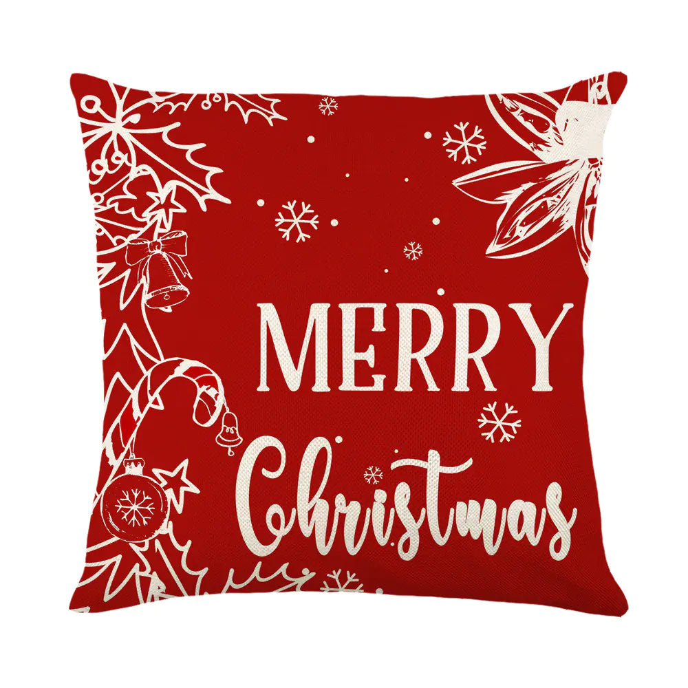 Festive designed linen cushion cover for Christmas decor Style 1