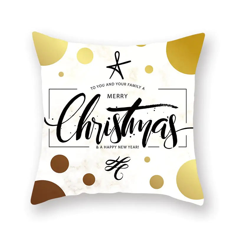 Gold Christmas pillow cover with Nordic pattern, 45x45cm polyester holiday home decor cushion 4
