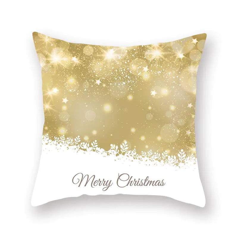 Gold Christmas pillow cover with Nordic pattern, 45x45cm polyester holiday home decor cushion 5