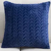 Luxurious faux fur throw pillow cover in plush soft material for sofa and bedroom home decor available in navy blue