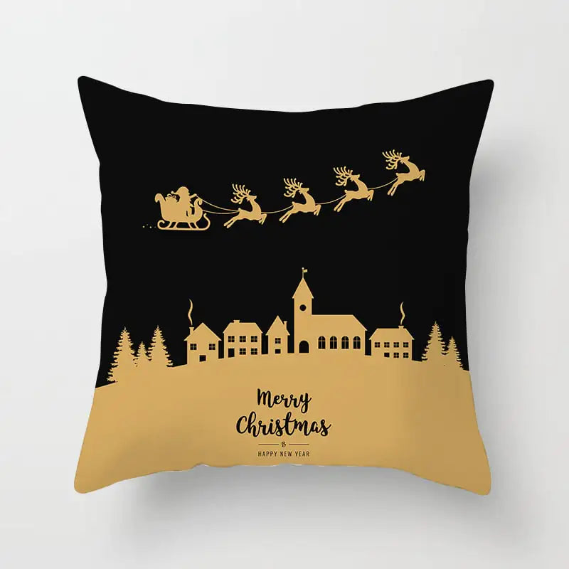 Merry Christmas Nordic Pillowcase - Peach Skin Holiday Cushion Cover. Style 15