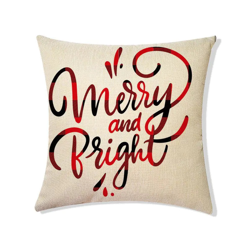 Premium Christmas linen pillow cover with Nordic festive pattern design, 45x45cm, suitable for holiday home decoration. Style 2