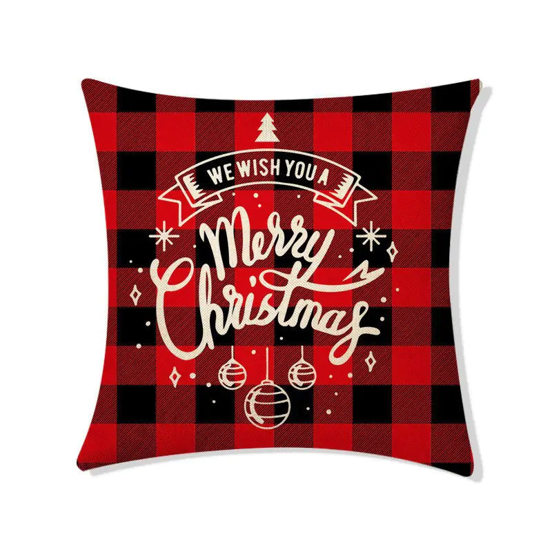 Premium Christmas linen pillow cover with Nordic festive pattern design, 45x45cm, suitable for holiday home decoration. Style 3