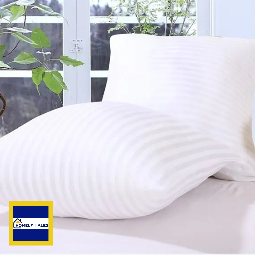 Premium Cotton Velvet Hotel Quality Pillow, Multiple Sizes Available on a bed with a blurred indoor background