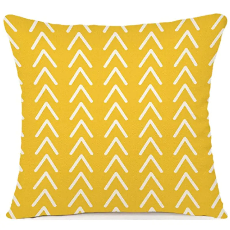 Yellow linen geometric pattern decorative pillow covers 18x18 inches for sofa couch bed modern home decor 10