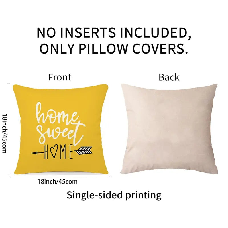 Yellow linen geometric pattern decorative pillow covers 18x18 inches for sofa couch bed modern home decor 5