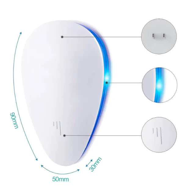 Ultrasonic LED Mosquito Repellent, Chemical Free Pest Control Device for Home & Office