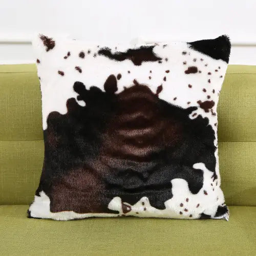 Animal print faux fur throw pillow cover in luxurious plush material, 43cm x 43cm, decorative cushion cover for sofa and bedroom decor. Style C
