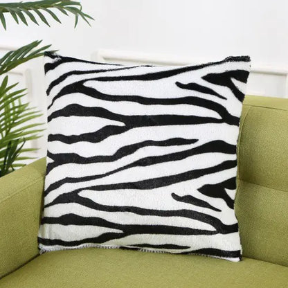Animal print faux fur throw pillow cover in luxurious plush material, 43cm x 43cm, decorative cushion cover for sofa and bedroom decor. Style E