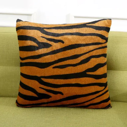 Animal print faux fur throw pillow cover in luxurious plush material, 43cm x 43cm, decorative cushion cover for sofa and bedroom decor. Style F