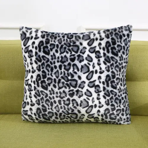 Animal print faux fur throw pillow cover in luxurious plush material, 43cm x 43cm, decorative cushion cover for sofa and bedroom decor. Style G