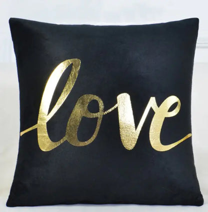 Black and gold heart velvet cushion cover 45x45cm on sofa with luxurious soft texture for home decor 4