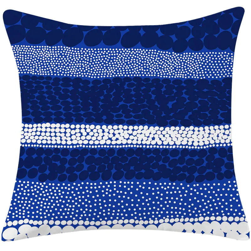 Blue minimalist geometric cotton linen cushion cover 45x45cm with Scandinavian design for modern sofa decor 6
