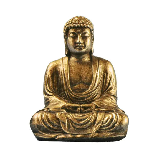 Creative resin Buddha figurine in gold and silver finishes, small meditation statue for home decor and spiritual decoration, 6.3cm Buddhist ornament