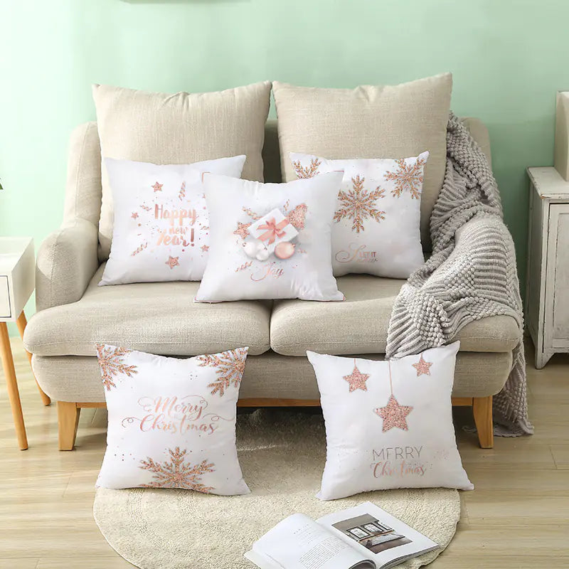 Christmas Cushion Covers 45x45cm Peach Skin Velvet Pillow Cases