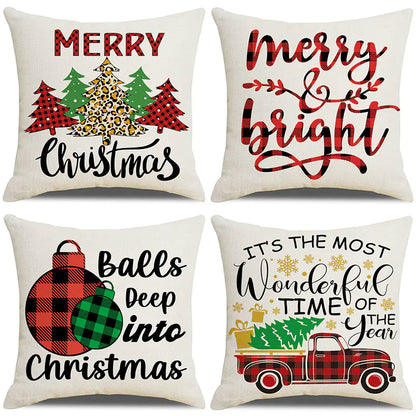 Christmas Pillow Covers Set of 4, 18x18 Holiday Throw Pillow Cases for Sofa & Living Room 1