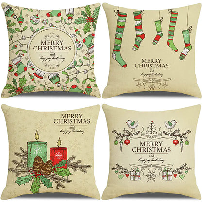 Christmas Pillow Covers Set of 4, 18x18 Holiday Throw Pillow Cases for Sofa & Living Room 10