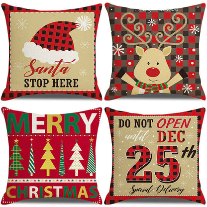 Christmas Pillow Covers Set of 4, 18x18 Holiday Throw Pillow Cases for Sofa & Living Room 13