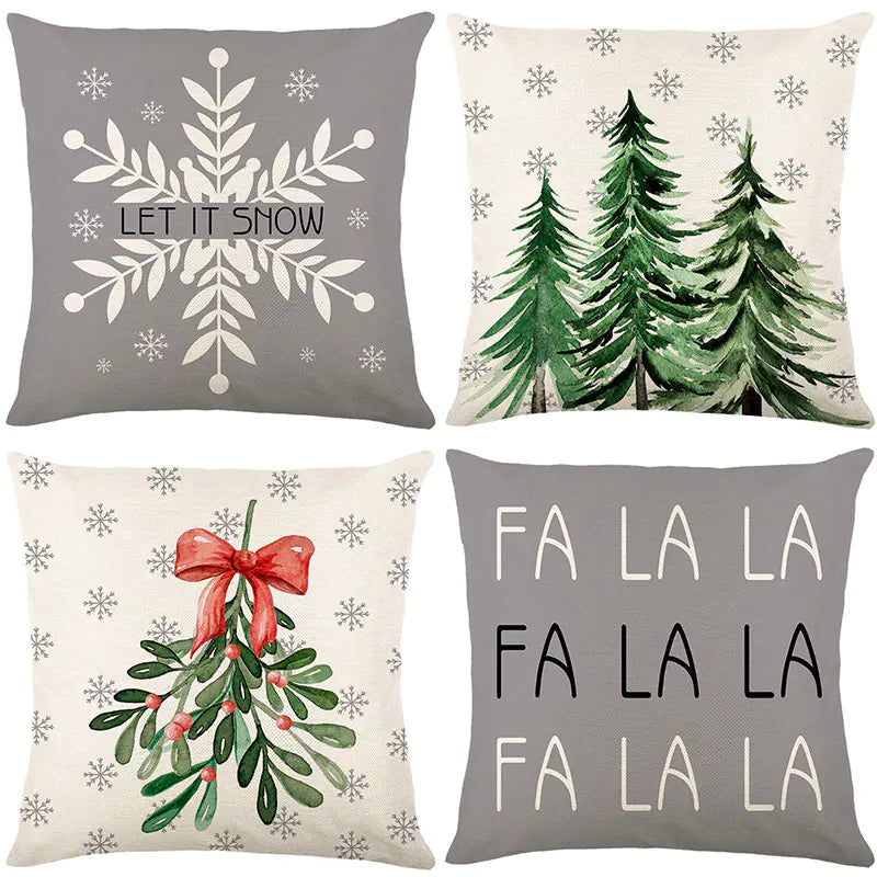 Christmas Pillow Covers Set of 4, 18x18 Holiday Throw Pillow Cases for Sofa & Living Room 14