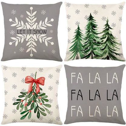 Christmas Pillow Covers Set of 4, 18x18 Holiday Throw Pillow Cases for Sofa & Living Room 14