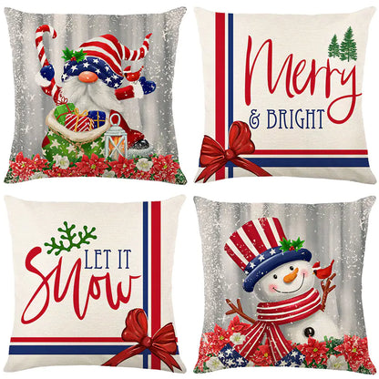 Christmas Pillow Covers Set of 4, 18x18 Holiday Throw Pillow Cases for Sofa & Living Room 15