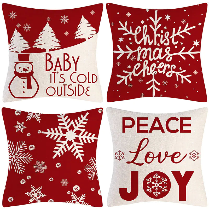 Christmas Pillow Covers Set of 4, 18x18 Holiday Throw Pillow Cases for Sofa & Living Room 16