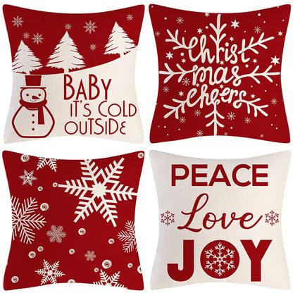 Christmas Pillow Covers Set of 4, 18x18 Holiday Throw Pillow Cases for Sofa & Living Room 16